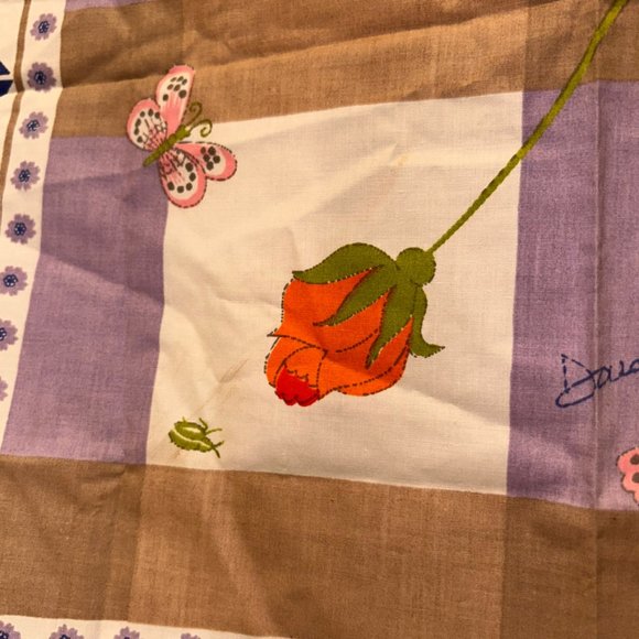 Wamsutta Vintage cotton Designer signed Floral print handkerchief scarf … - Picture 9 of 10